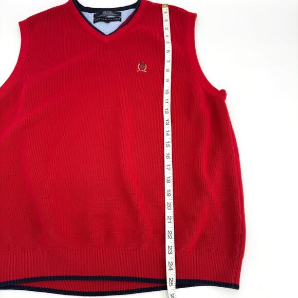 Vintage Tommy Hilfiger Men's Red Sweater Vest XL - Picture 6 of 7